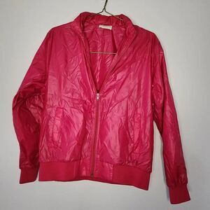 Izod Windbreaker Jacket Medium Zipper Nylon Pink Woman's